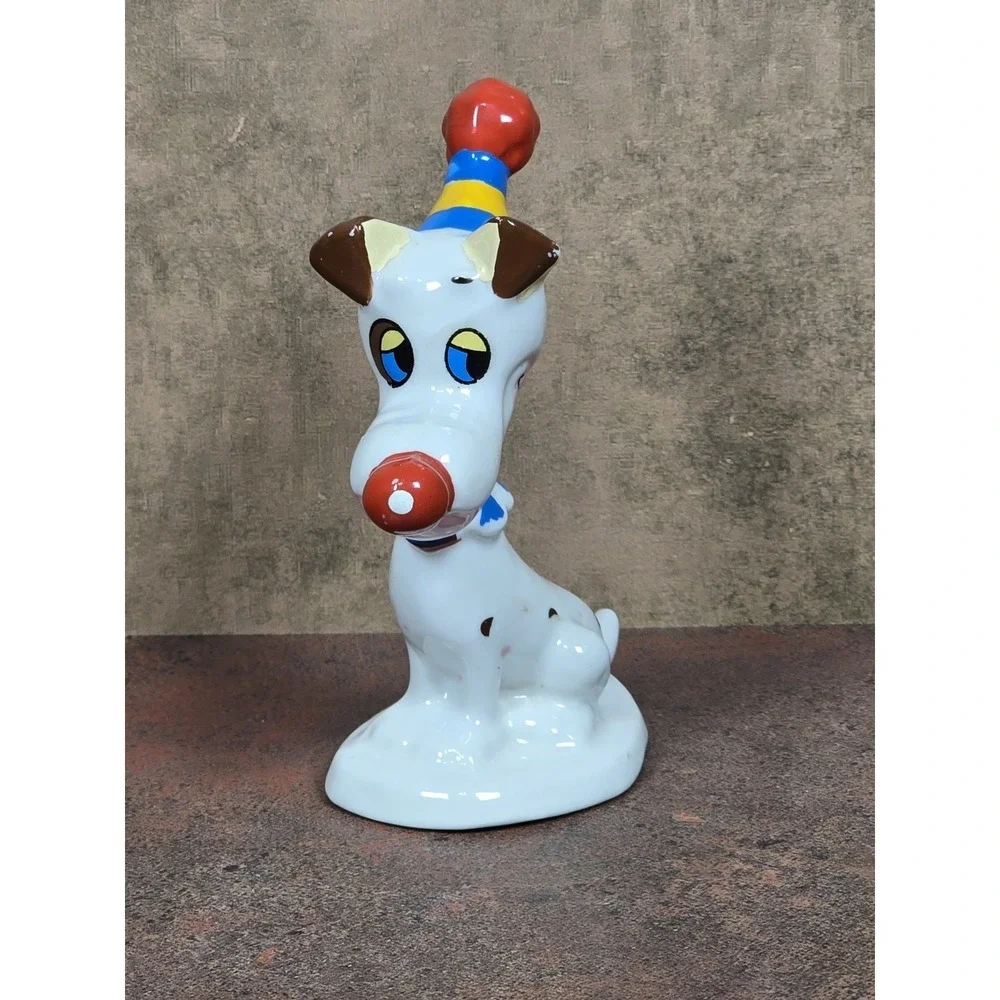 Vintage EDASA Brazil Ceramic Clown Dog Figurine, Mid-Century Whimsical 4.5